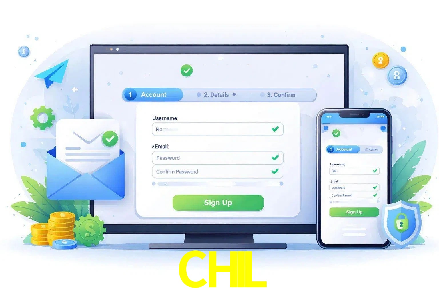 Registro de nuevo usuario y configuración de cuenta CHIL